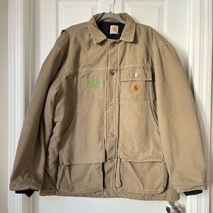 Vintage Carhartt Quilted Back tan Duck Jacket Size 3XL